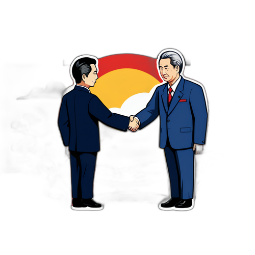 中日关系紧张气氛握手插画