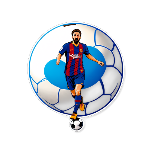 Stiker Ceria dengan Logo Barcelona dan Bola Sepak