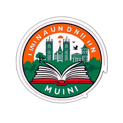 Samolepka s logem MUNI a univerzitními symboly