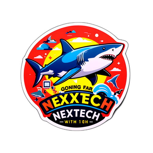 Hình dán minh họa về Shark Bình bên cạnh các sản phẩm công nghệ mới