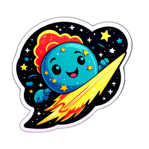 Cartoon na Kometa na may Masayang Mukha