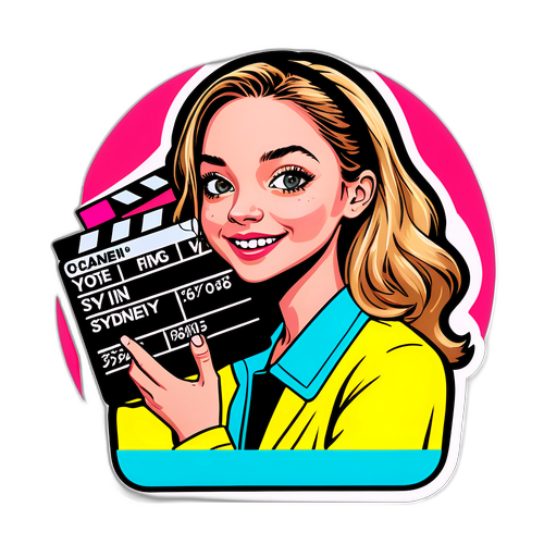 Stiker Ceria Sydney Sweeney sebagai Watak Kartun