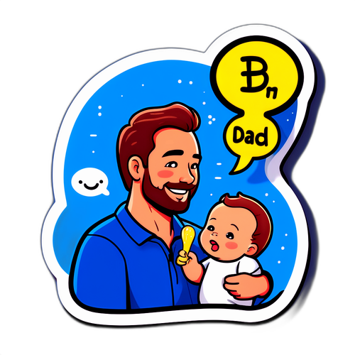 爸爸喂奶的可爱贴纸