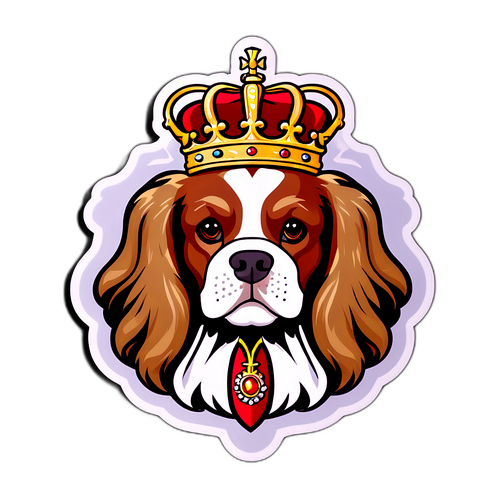 Sticker elegant cu un câine regal și coroană