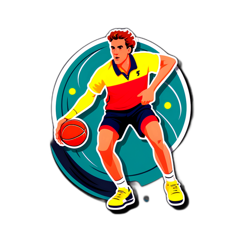 Retro Illustratie van Struff op het Basketbalveld