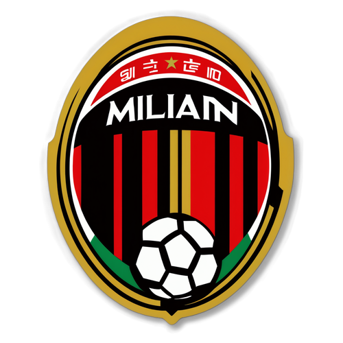 Autocollant de la ville de Milan avec le logo du club de football, intégrant des éléments de mode en référence à Yves Saint Laurent
