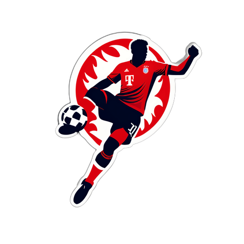 Stiker Emblem Bayern Munich dengan Siluet Pemain
