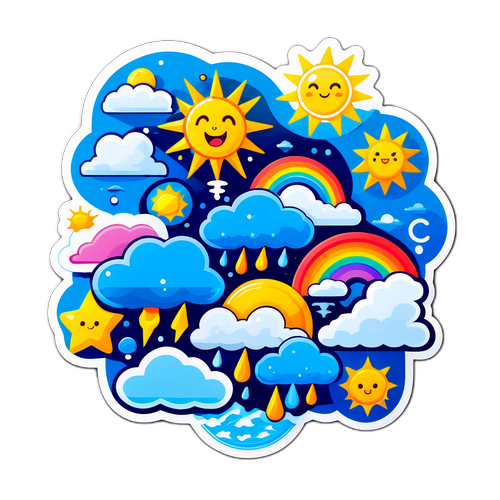 Makukulay na Sticker ng Mga Kondisyon ng Panahon