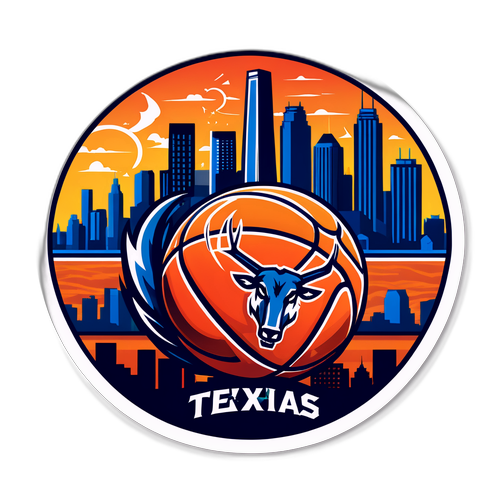 Dynamic Basketball Scene with Texas Skyline