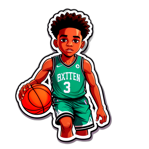 Sticker ng Batang Lalaki na Naglalaro ng Basketball