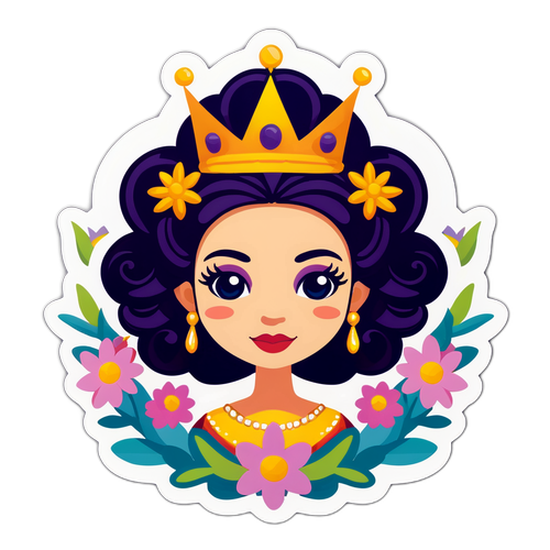 Styliserad Drottning med Blommor