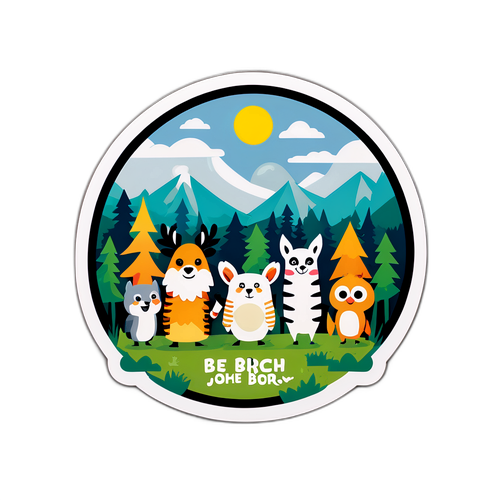 Смішна наклейка з березовою корою