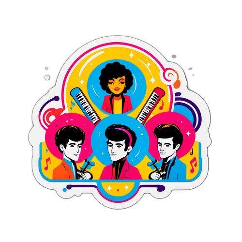Autocollant d'un groupe de musique rétro
