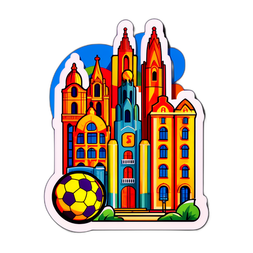 A barcelonai épületek, focival és élénk színekkel