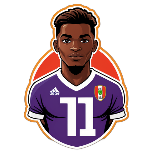 Autocollant représentant Giovanni Mpetshi Perricard avec un ballon de football