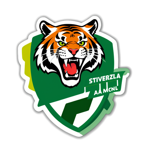 Sticker con el logo de Atlético Nacional y un tigre en acción