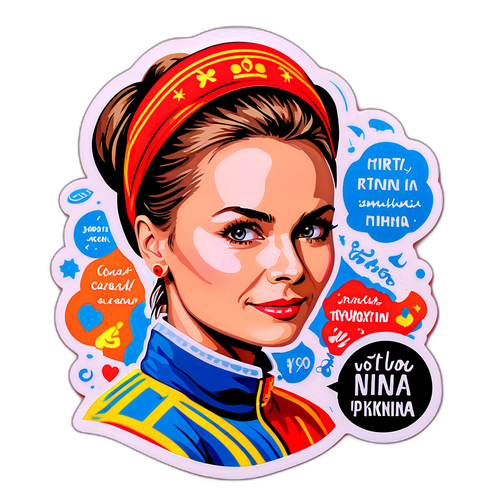 Портрет Нины Петркиной с её известными фразами и изображениями на фоне