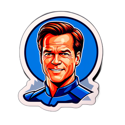 Nálepka představující Marka Rutte jako superhrdinu