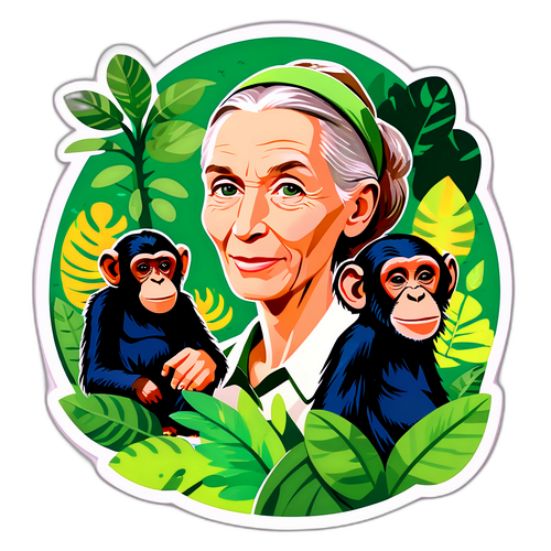 Potret Jane Goodall dan Cimpanzi