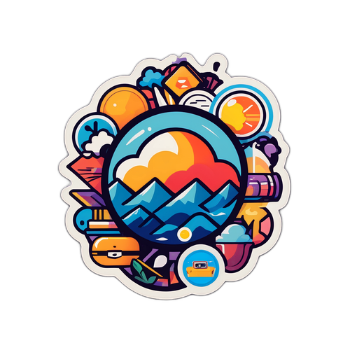 Sticker met het Prime Video-logo omgeven door verschillende genres zoals avontuur, romantiek en actie