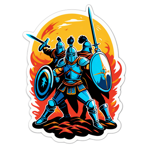Un sticker épique de guerriers en combat
