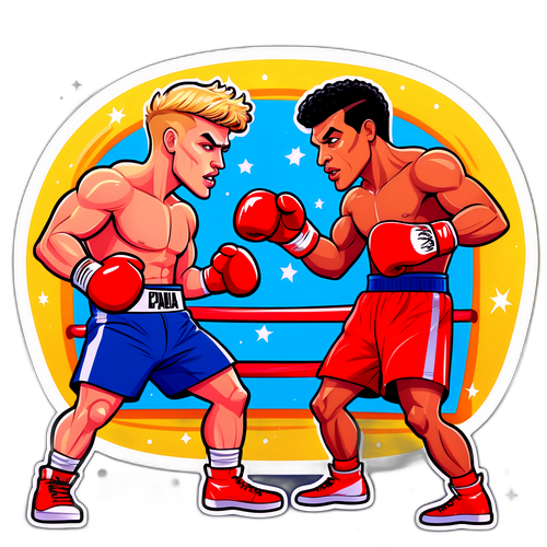 Caricaturas de Jake Paul y Chávez en el ring de boxeo