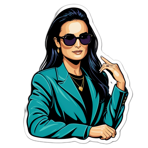 Stylowy naklejka Demi Moore w stylu lat 90.