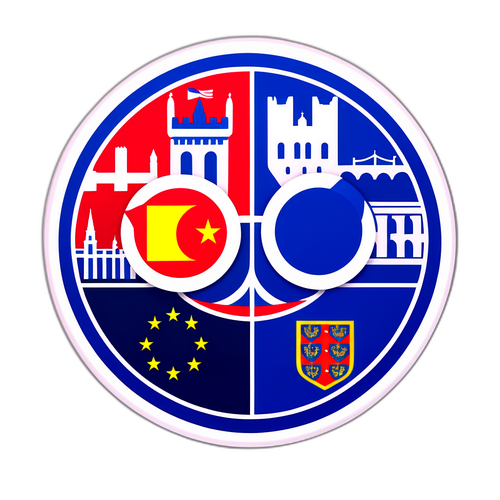 Samolepka s tradičními symboly obou měst v evropské lize