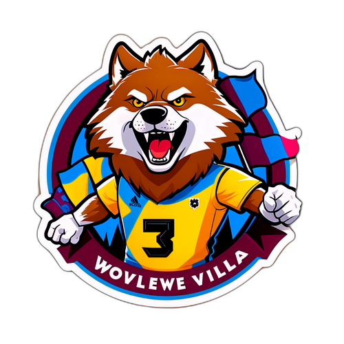 Stiker Ceria Pendukung Wolves vs Aston Villa