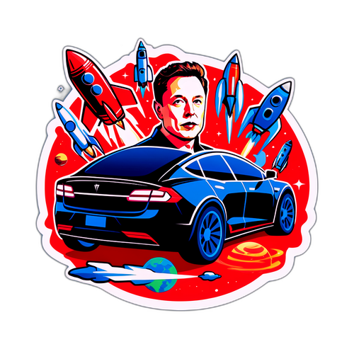 Futuristisk klistremerke av Elon Musk