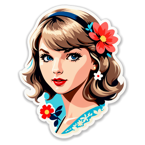 Romantická stylizovaná nálepka Taylor Swift
