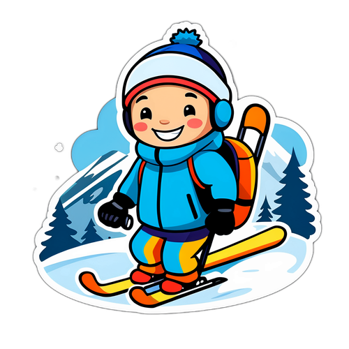 Cute Cartoon Skier