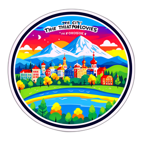 Ландшафт Покровска с яркими цветами и надписью 'Город, который любит'