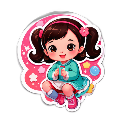 可愛的兒童玩耍貼紙