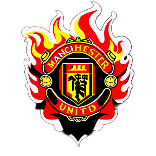 Логотип Манчестер Юнайтед з червоними та чорними полум'ями