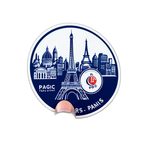Stiker Panorama Skyline Paris dengan Logo PSG