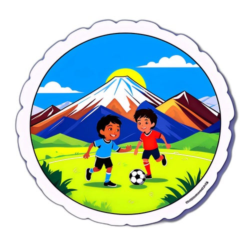 Bolivya Andes Dağları Manzarasıyla Çocuklar Futbol Oynuyor