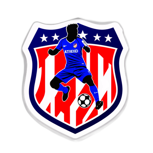 Наклейка з силуетом Атлетіко Мадрид на фоні стадіону