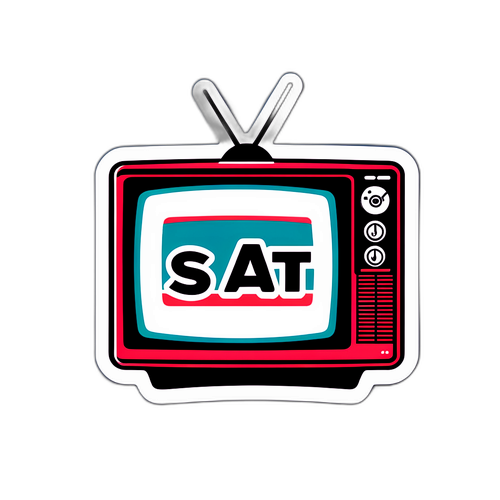 Aufkleber mit stylisiertem Fernseher und SAT 1 Logo