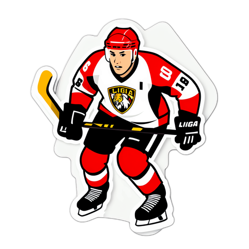 Liiga-jääkiekon toimintaa esittelevä tarra