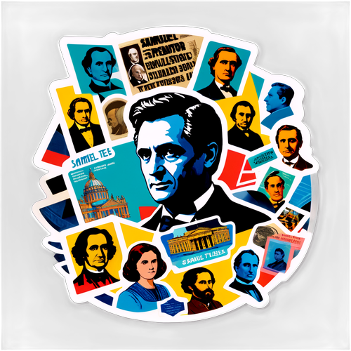 Sticker cu un colaj de imagini reprezentative pentru Samuel Teles