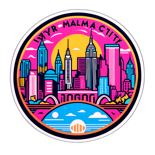 Stickers przedstawiające nowojorską panoramę z logo Inter Miami