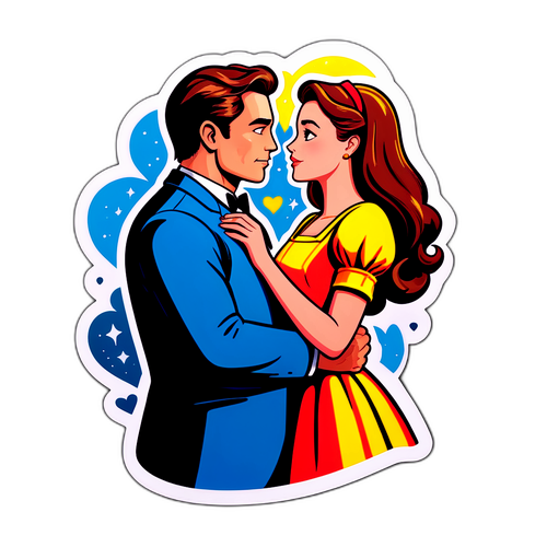 美しい女性と純粋な心を持つ男性の物語のシーン