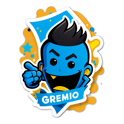 Sticker do Grêmio com um personagem divertido e colorido