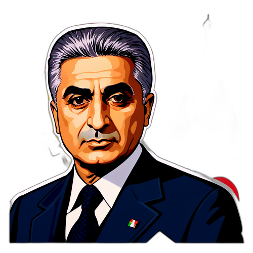 Vintage-tyylinen juliste, jossa Reza Pahlavi miettii Iranin tulevaisuutta