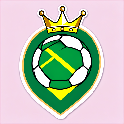 Adesivo de Bola de Futebol com a Bandeira do Brasil e Coroa