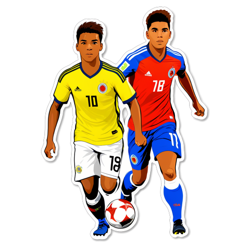 Diseño de sticker representando el partido Colombia U-20 vs Chile U-20