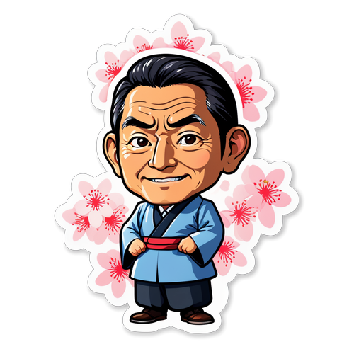 Meet Kishida: Japan's Prime Minister in Adorable Cartoon Style with Cherry Blossoms!