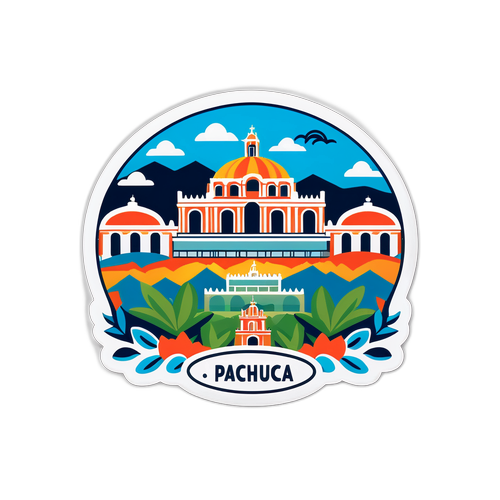 Desain Stiker Modern Menggambarkan Warisan Budaya Pachuca