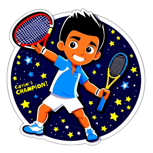 Sticker van Carlos Alcaraz met tennisracket